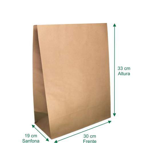 Saco de Papel Kraft 30x33x19L - 2.000 Peças